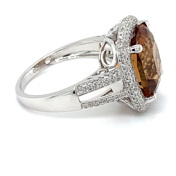 Certified Imperial Topaz 9.55ct Diamonds Plat Ring - Picture 3 of 7